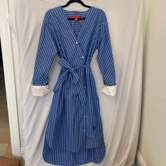 Hilfiger Collection Dress Women's Blue Stripe Tommy Hilfiger 4 - Picture 1 of 8